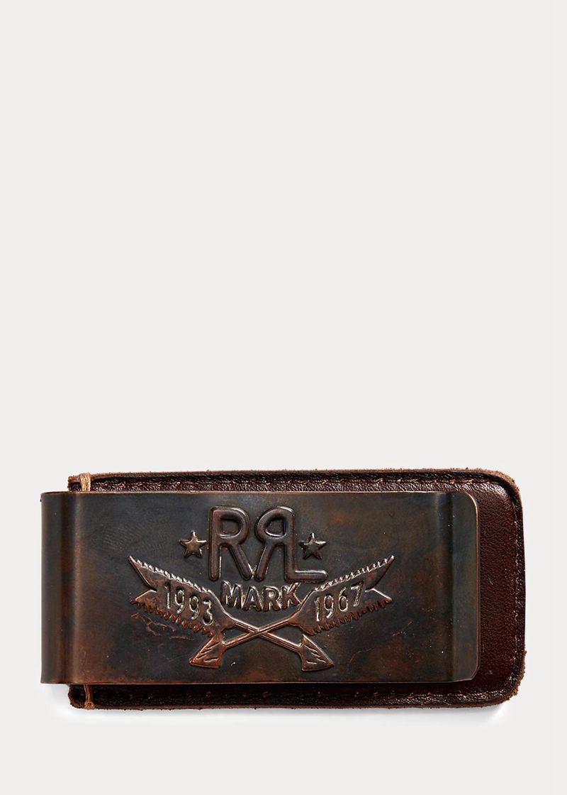 Cartera RRL Hombre Tooled-Leather Money Clip Chile Marrones IRCFW-6302